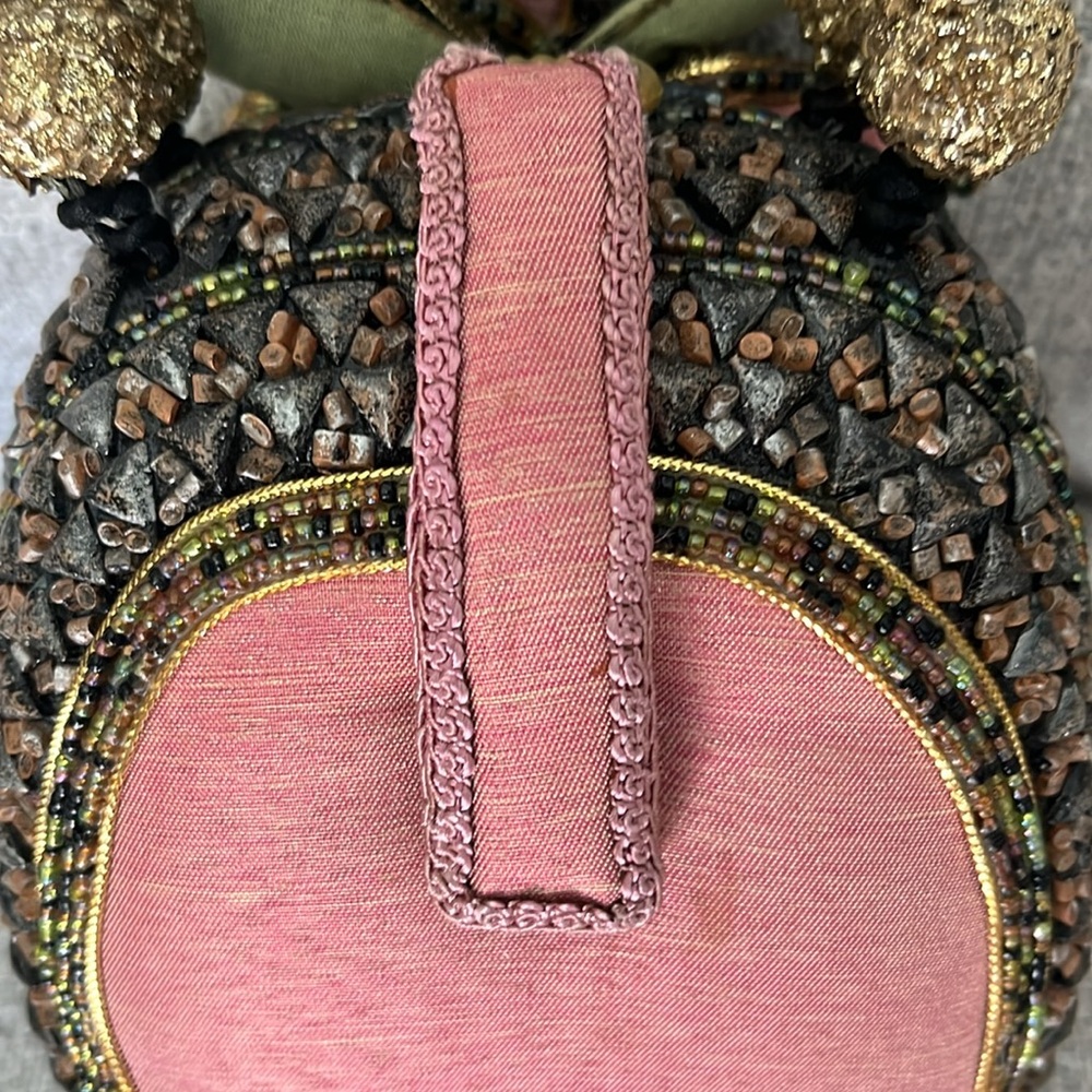 Mary Francis Bloomin Beauty 3D beaded embellished double handle purse pink gold - Picture 12 of 16